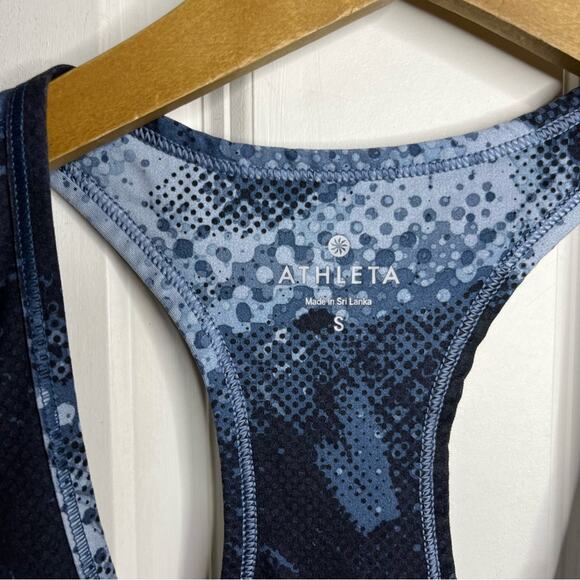 Athleta Cloudlight Blue & Black Patterned Racerback Athletic Tank Top Size Small - Picture 2 of 6